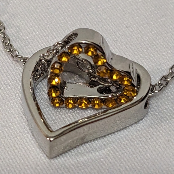 NEW Scorpio NOVEMBER BIRTHSTONE Topaz 18K White Gold Pl Heart Spinner Necklace - Picture 5 of 9